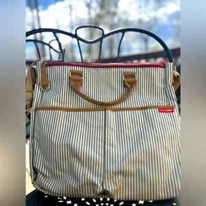 Skip Hop Grey Striped Baby Bag with mat